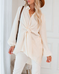 Everett Tie Front Button Down Tunic - Cream - FINAL SALE Ins Street