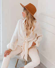 Everett Tie Front Button Down Tunic - Cream - FINAL SALE Ins Street