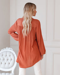 Everett Tie Front Button Down Tunic - Rust - FINAL SALE Ins Street