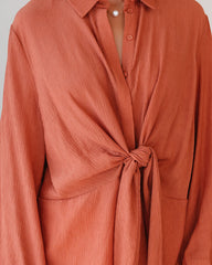 Everett Tie Front Button Down Tunic - Rust - FINAL SALE Ins Street