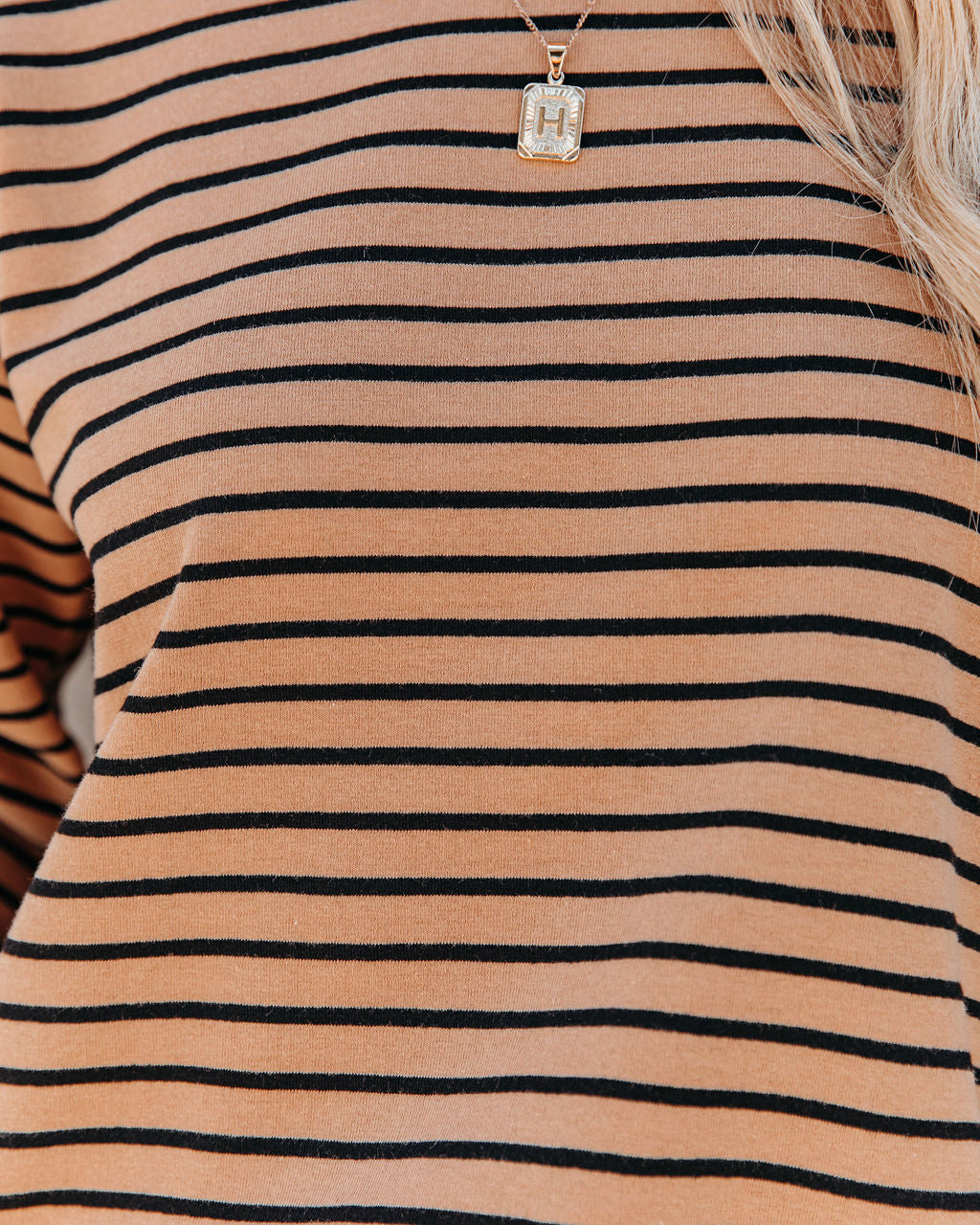 Extra, Extra Striped Knit Top - Camel Ins Street