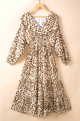 Leopard Smocked Waist Tiered Dress Ins Street
