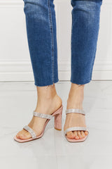 MMShoes Leave A Little Sparkle Rhinestone Block Heel Sandal in Pink Ins Street