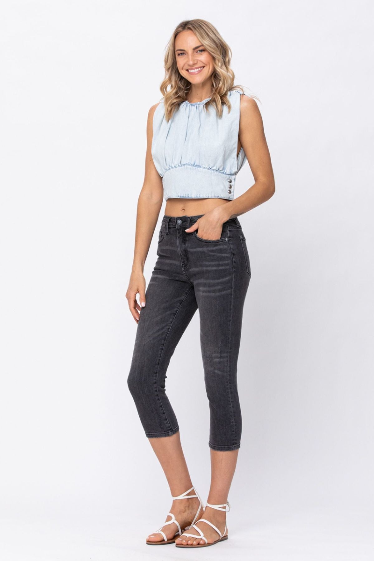 Mid-Rise Cuffed Skinny Capri Jeans Ins Street