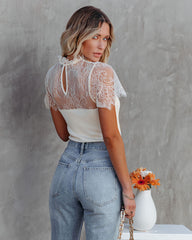 Fabiana Lace Knit Crop Top - Ivory Ins Street