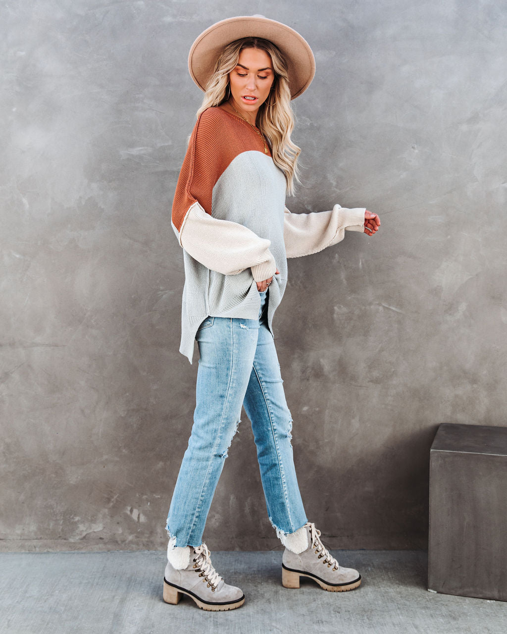Fable Cotton Blend Colorblock Sweater Ins Street