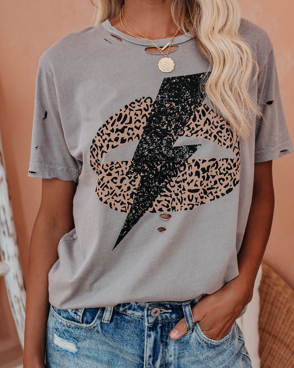 Face Like Thunder Distressed Cotton Leopard Tee Ins Street