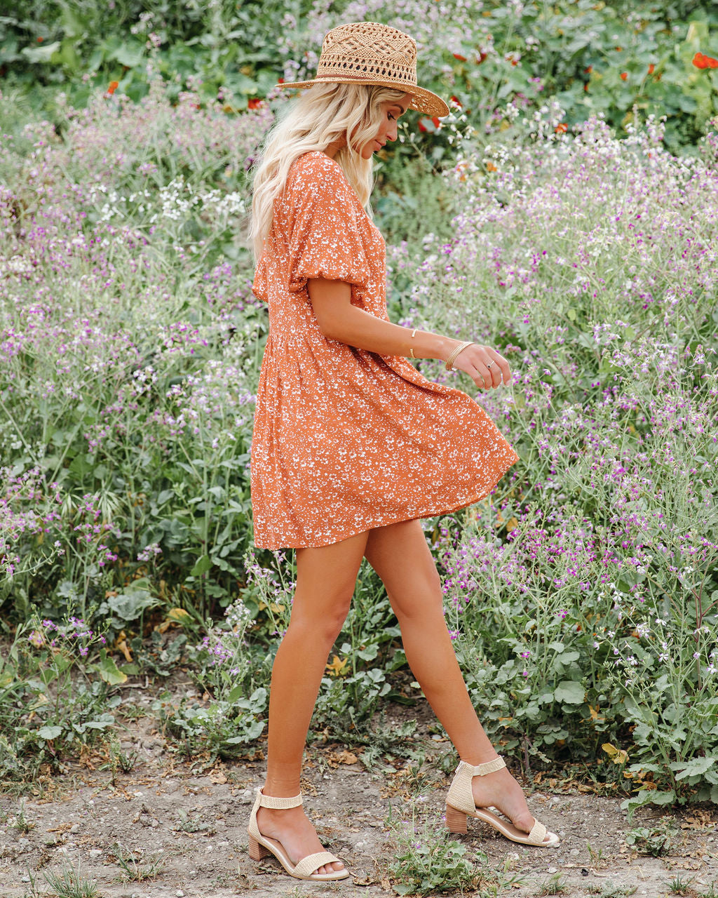 Faded Memories Floral Puff Sleeve Babydoll Tunic Ins Street