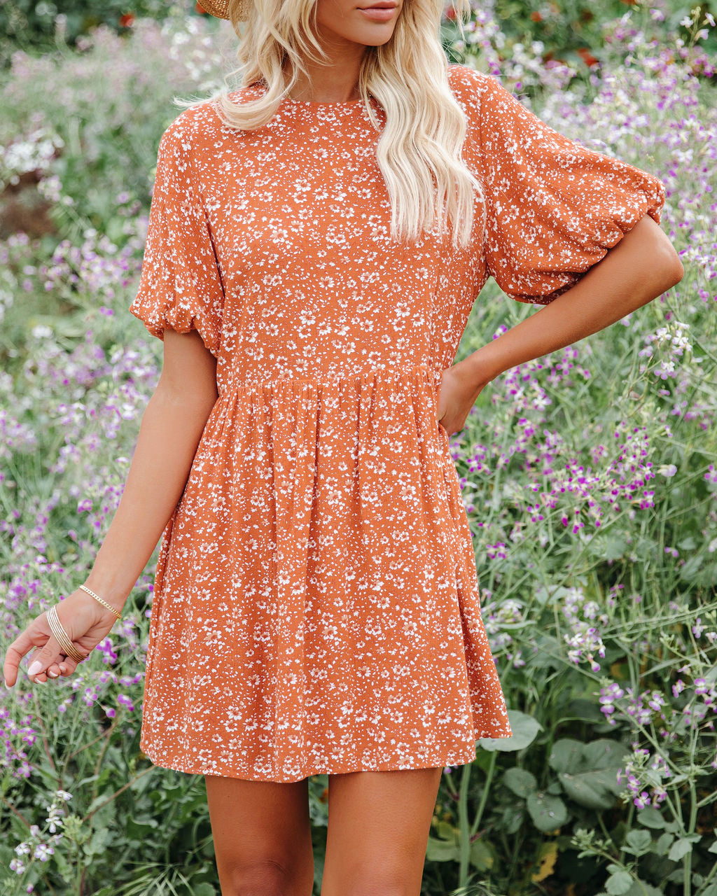 Faded Memories Floral Puff Sleeve Babydoll Tunic Ins Street