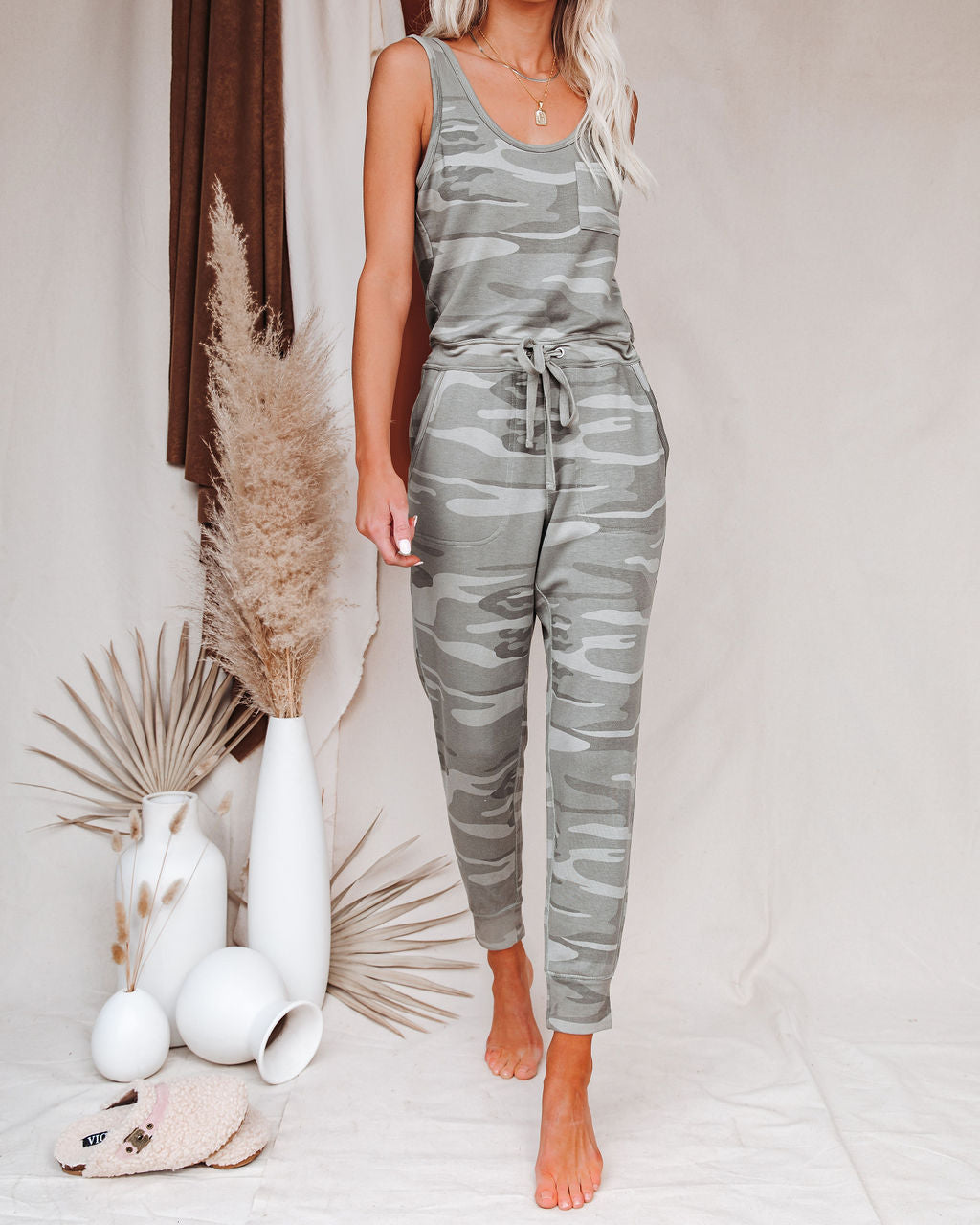 Fairview Pocketed Knit Camo Jumpsuit Ins Street