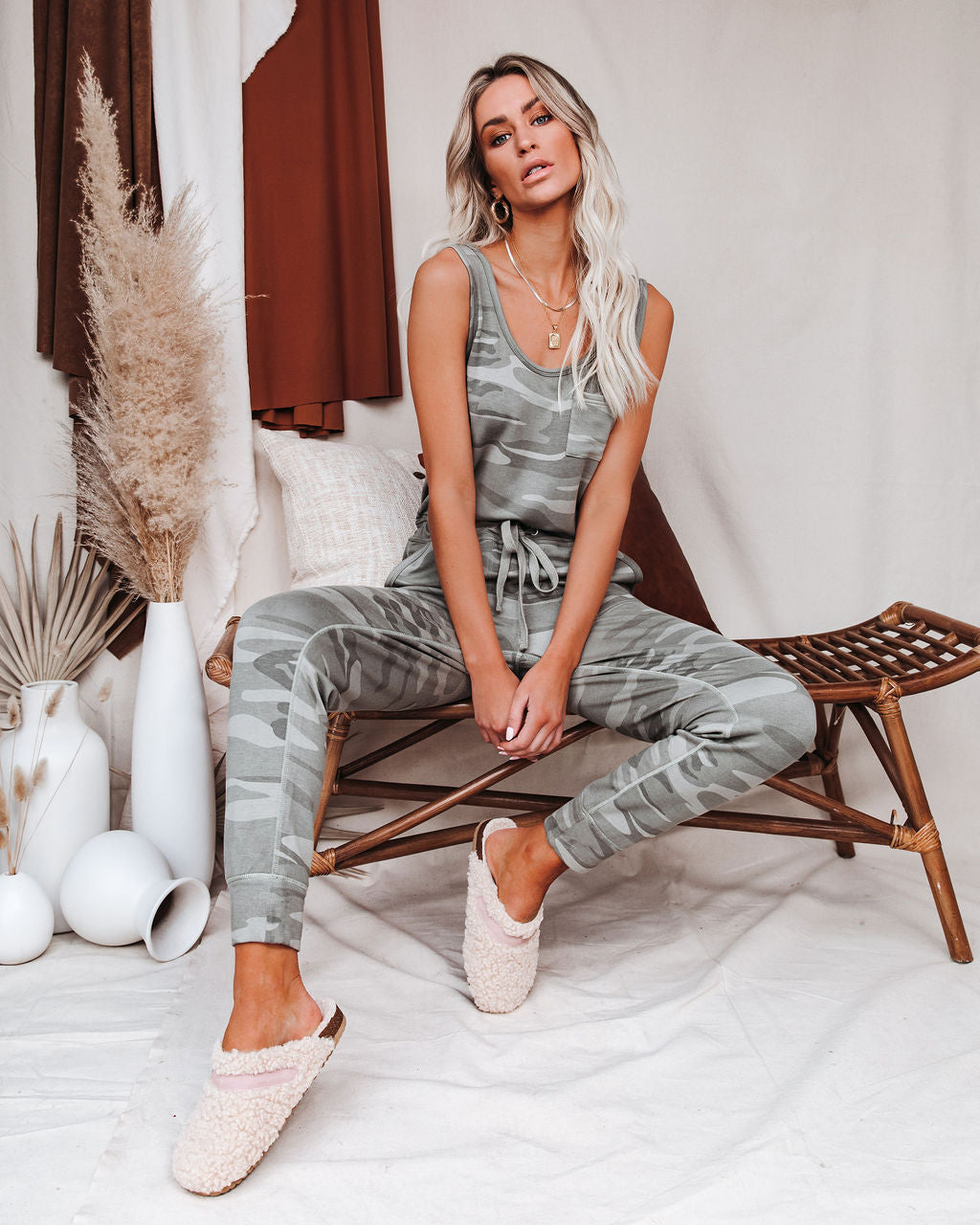 Fairview Pocketed Knit Camo Jumpsuit Ins Street