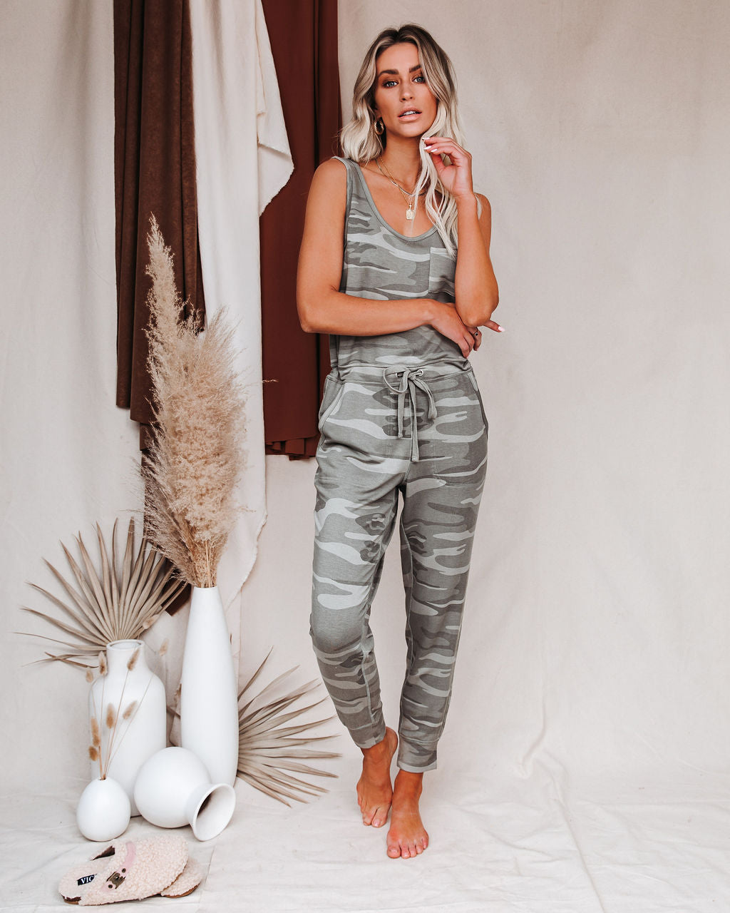 Fairview Pocketed Knit Camo Jumpsuit Ins Street