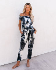 Falls Pocketed Tie Dye Off The Shoulder Knit Jumpsuit Ins Street