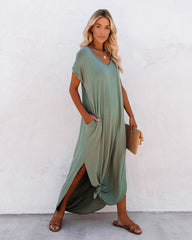 Farmers Market Pocketed Modal Maxi Dress - Dark Sage Ins Street