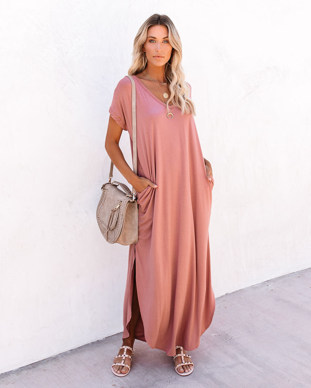 Farmers Market Pocketed Modal Maxi Dress - Marsala Ins Street