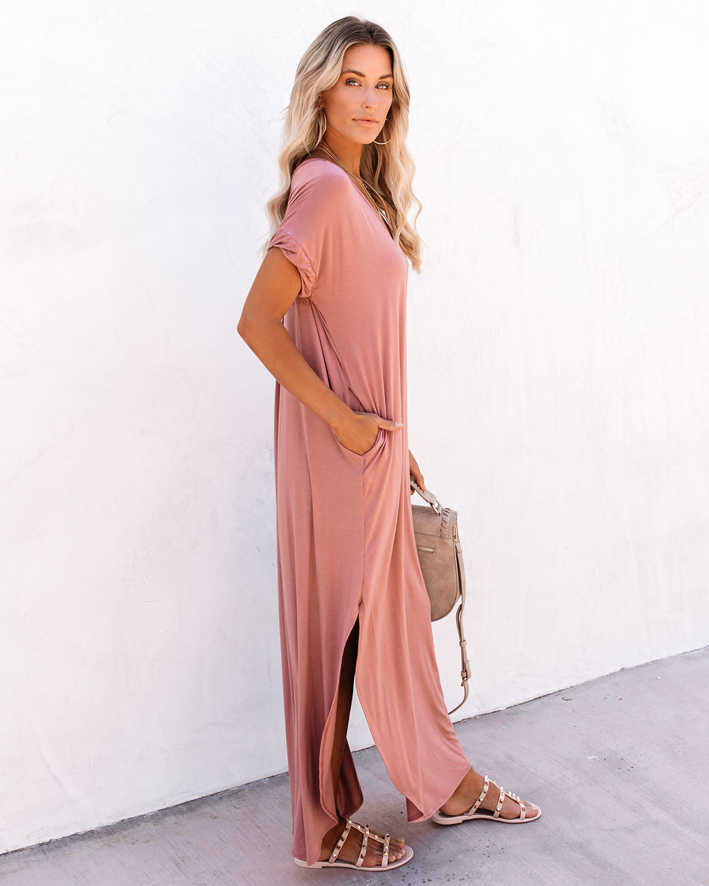 Farmers Market Pocketed Modal Maxi Dress - Marsala Ins Street