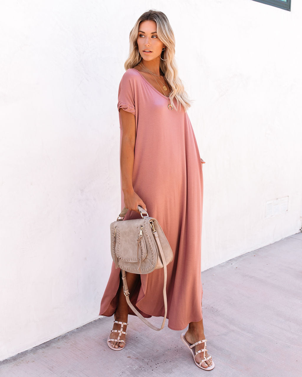 Farmers Market Pocketed Modal Maxi Dress - Marsala Ins Street