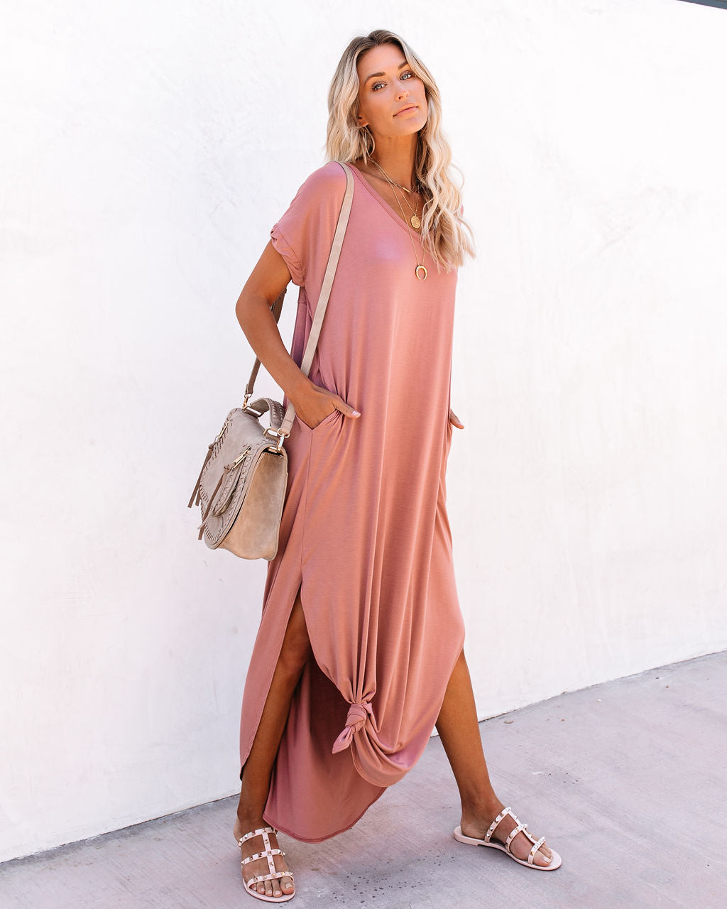 Farmers Market Pocketed Modal Maxi Dress - Marsala Ins Street