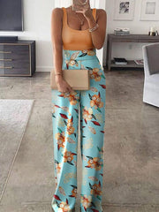 Sleeveless Printed High-waist Jumpsuit Ins Street