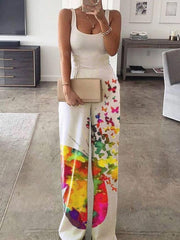 Sleeveless Printed High-waist Jumpsuit Ins Street