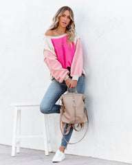 Fayette Cotton Blend Colorblock Pullover - Pink Ins Street