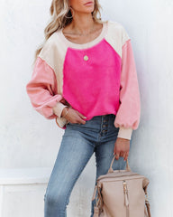 Fayette Cotton Blend Colorblock Pullover - Pink Ins Street