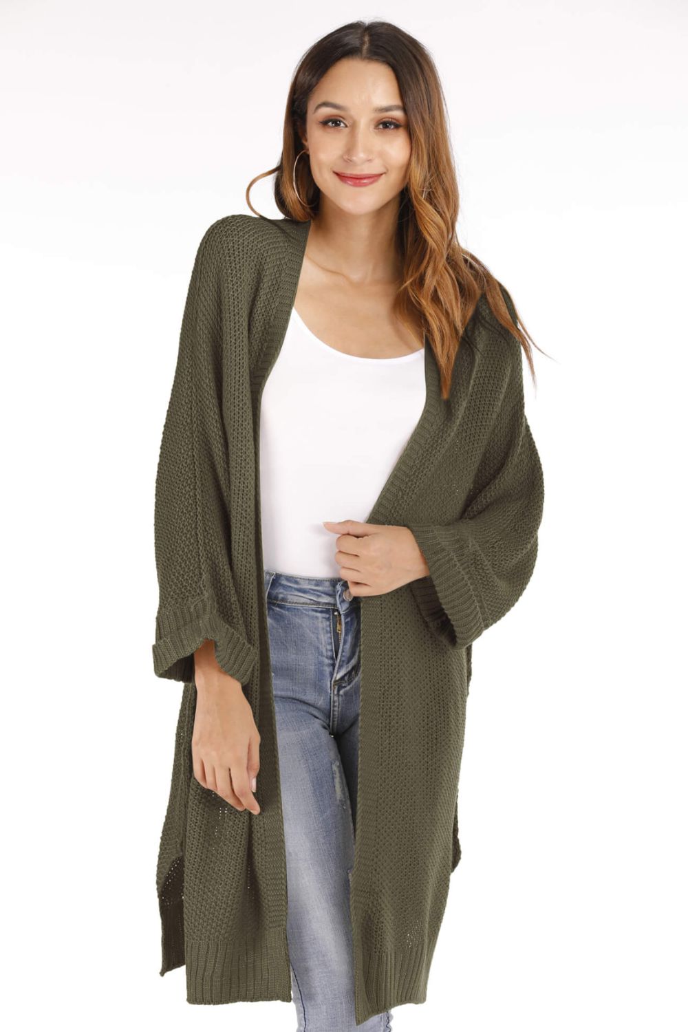 Open Front Slit Exposed Seam Cardigan Ins Street