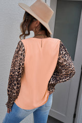 Leopard Puff Sleeve Spliced Top Ins Street