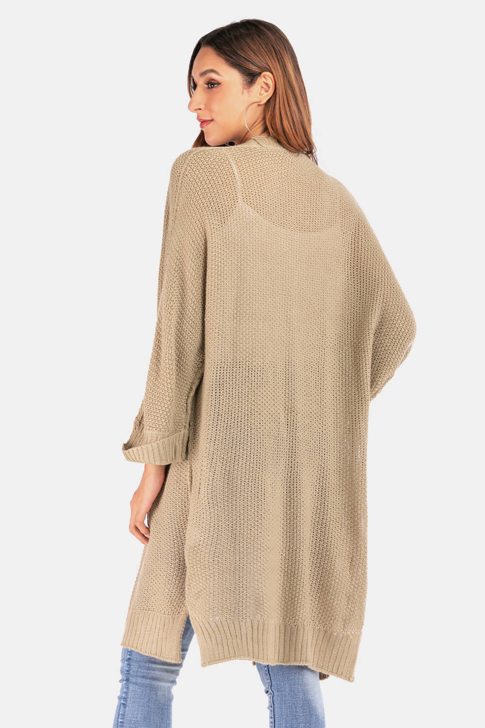 Open Front Slit Exposed Seam Cardigan Ins Street