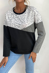 Leopard Color Block Pullover Ins Street