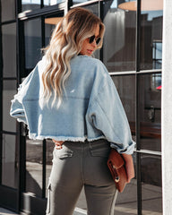 Feliz Distressed Crop Denim Jacket Ins Street