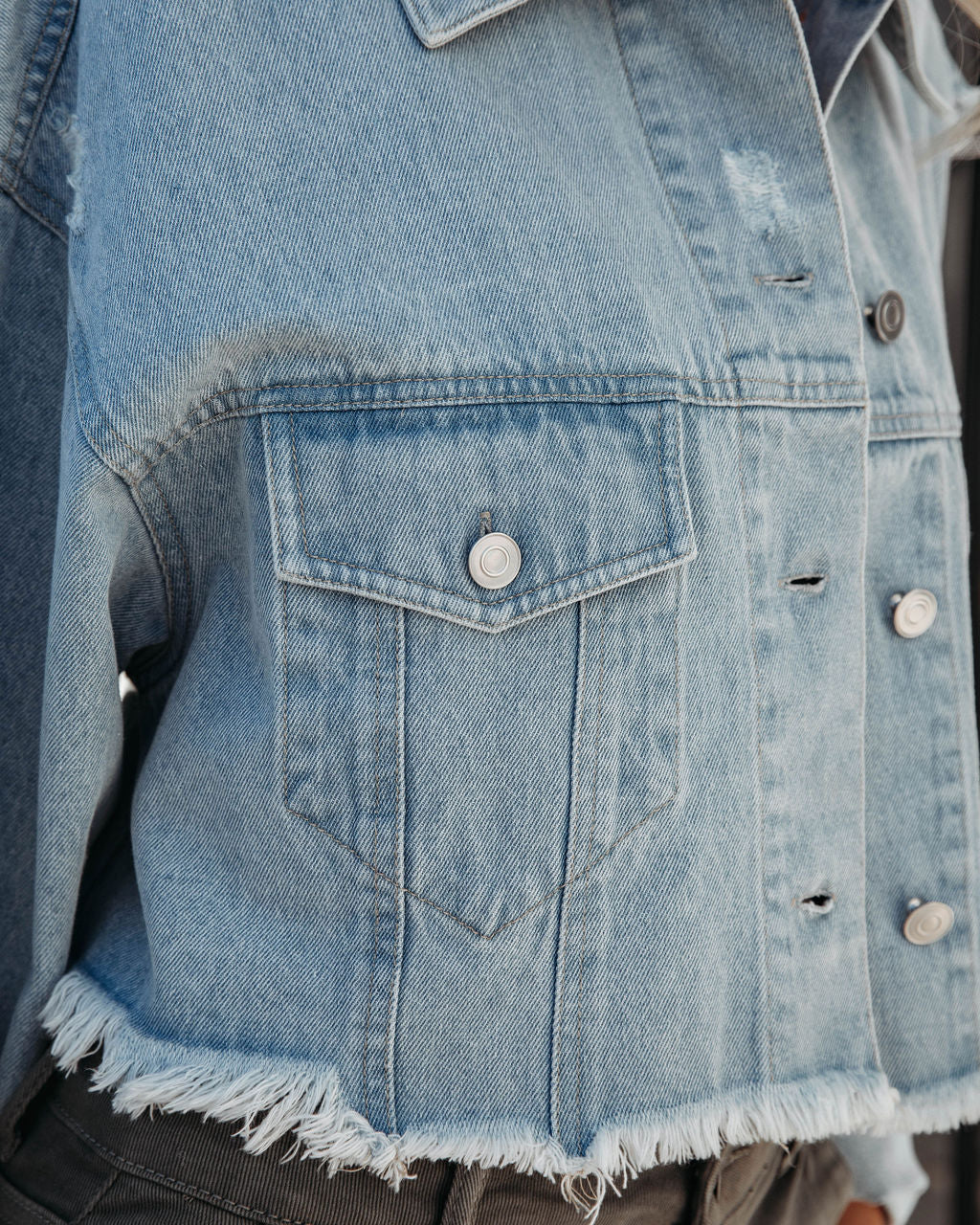 Feliz Distressed Crop Denim Jacket Ins Street