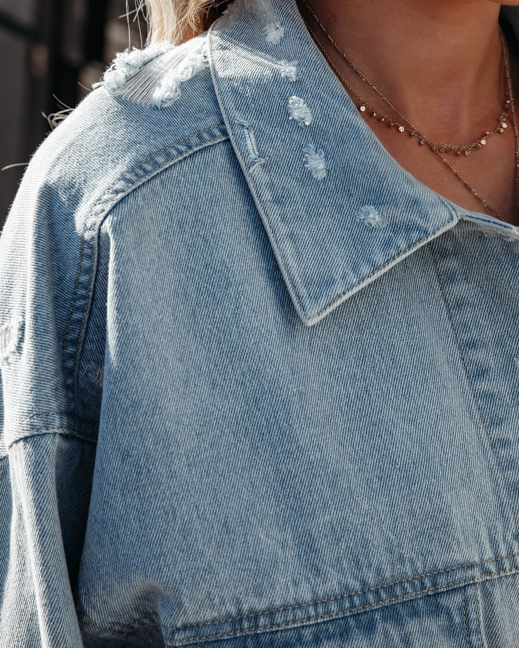 Feliz Distressed Crop Denim Jacket Ins Street