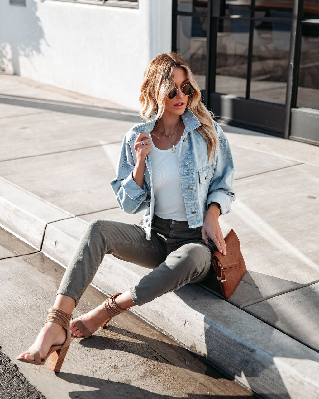 Feliz Distressed Crop Denim Jacket Ins Street