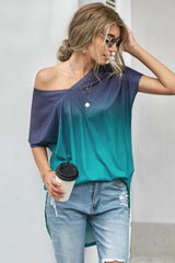 Ombre Color Block Shirt Ins Street