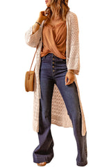 Dropped Shoulder Long Sleeve Crochet Duster Cardigan Ins Street