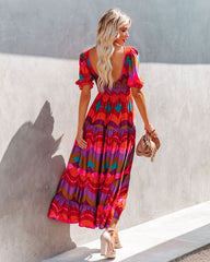 Fiesta Smocked Puff Sleeve Maxi Dress Ins Street