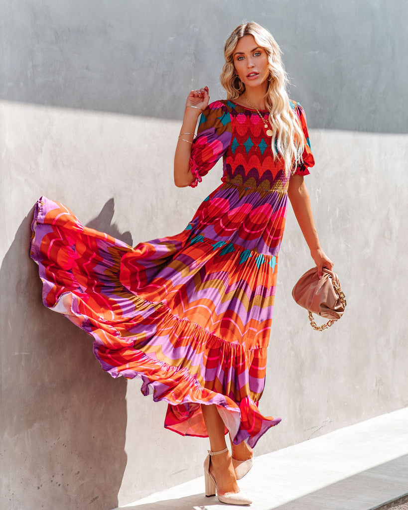 Fiesta Smocked Puff Sleeve Maxi Dress Final Sale Insstreet 6655