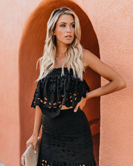 Flawless Cotton Eyelet Strapless Top - Black Ins Street