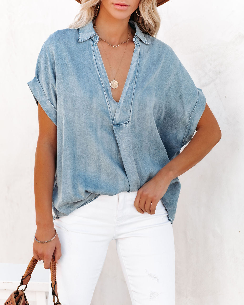 Flint Relaxed Chambray Top Ins Street