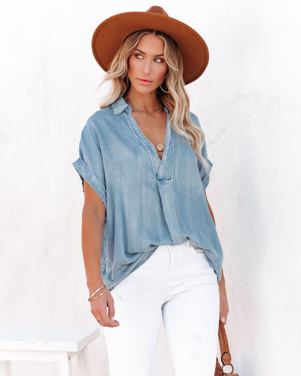 Flint Relaxed Chambray Top Ins Street