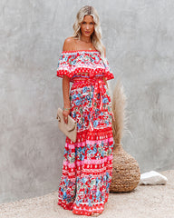 Flora Farms Off The Shoulder Maxi Dress Ins Street