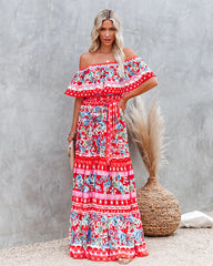 Flora Farms Off The Shoulder Maxi Dress Ins Street