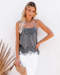 Flounce Lace Cami Tank - Charcoal Ins Street