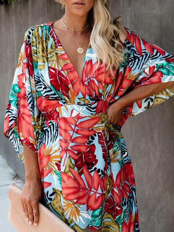 Flower Beach Blouse Sun Protection Robe-style Dress ins