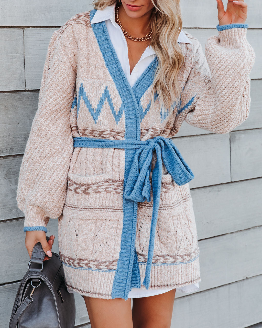 Foghorn Pocketed Belted Knit Cardigan Ins Street