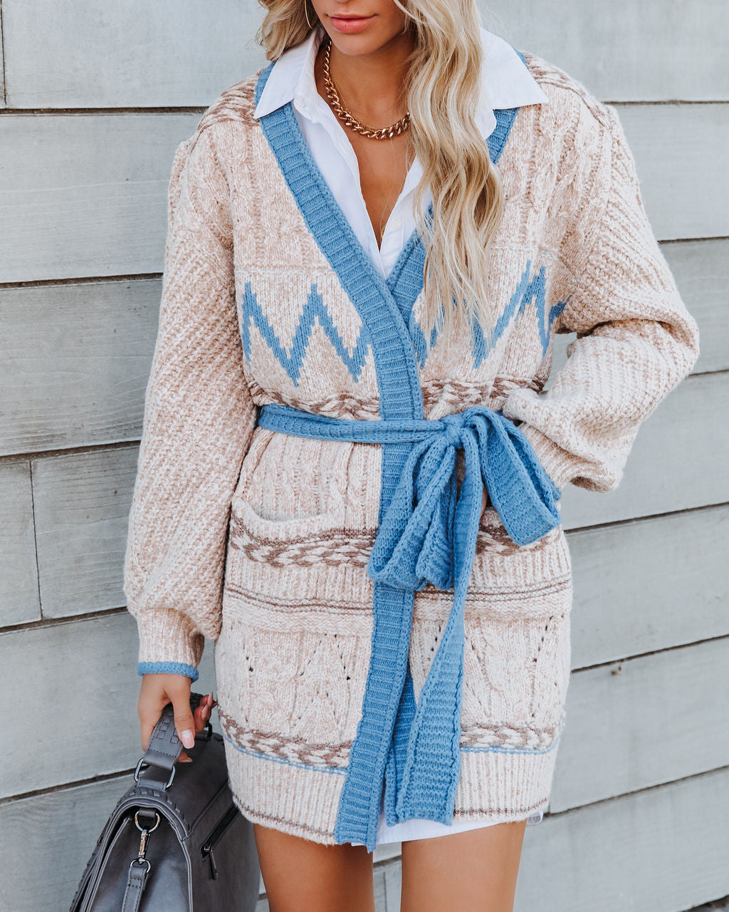 Foghorn Pocketed Belted Knit Cardigan Ins Street