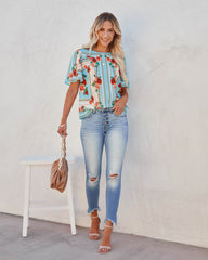 For The Girls Floral Short Sleeve Blouse Ins Street