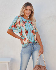 For The Girls Floral Short Sleeve Blouse Ins Street