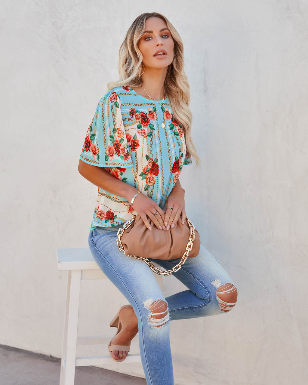 For The Girls Floral Short Sleeve Blouse Ins Street